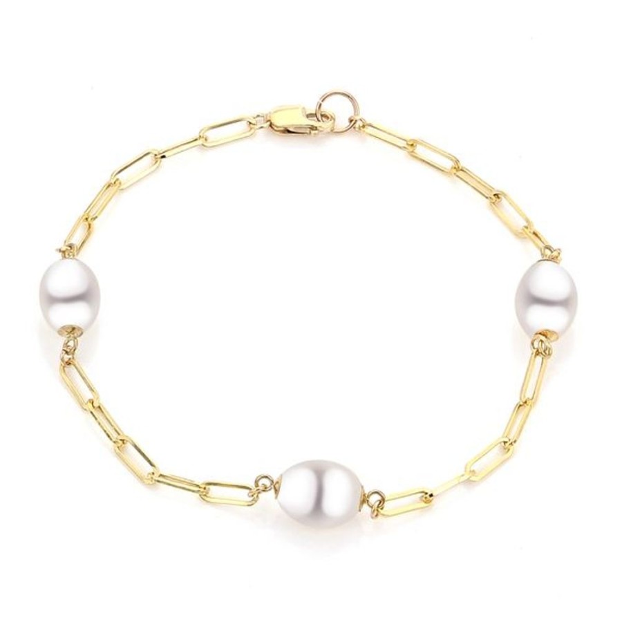 Pearl Jewelry Imperial Pearls | 14K Gold Paperclip Chain And Freshwater Pearl Bracelet