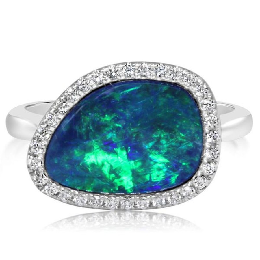 Colored Stone Jewelry Parle | White Gold Opal Doublet Ring