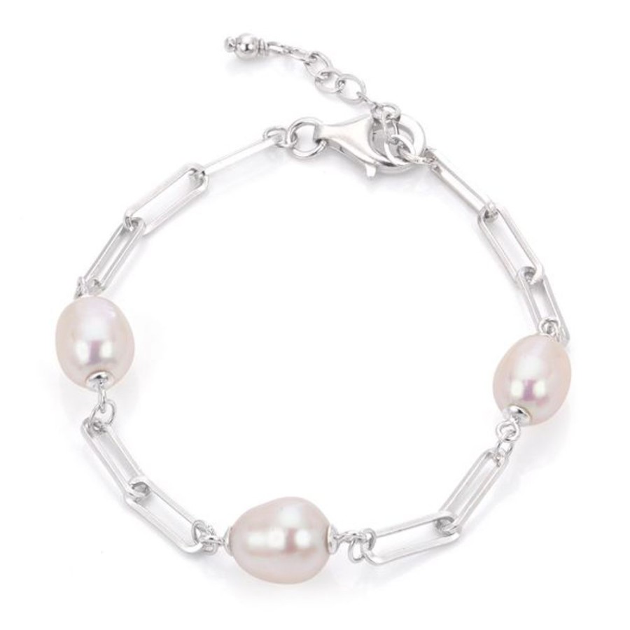 Pearl Jewelry Imperial Pearls | Freshwater Pearl And Paperclip Chain Bracelet