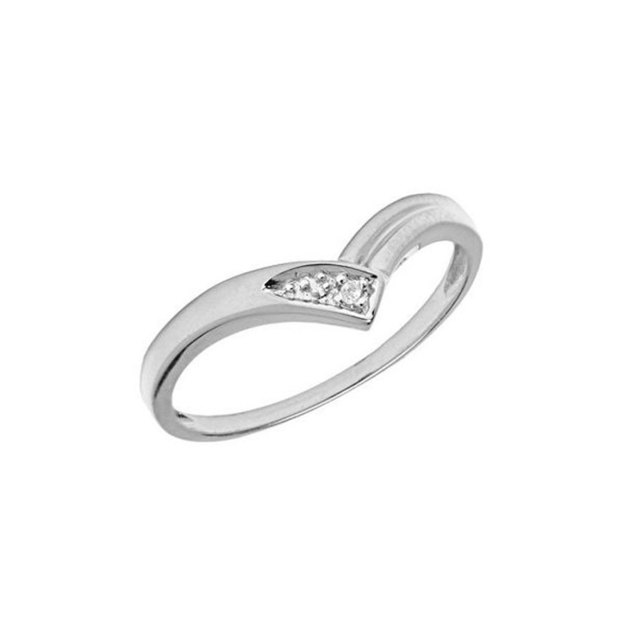 Colored Stone Jewelry Color Merchants | 14K White Gold Diamond Chevron Ring