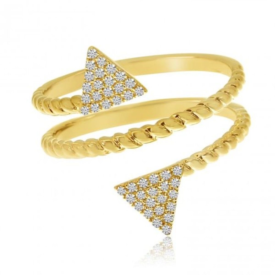 Colored Stone Jewelry Color Merchants | 14K Yellow Gold Offset Diamond Triangles Twisted Fashion Ring