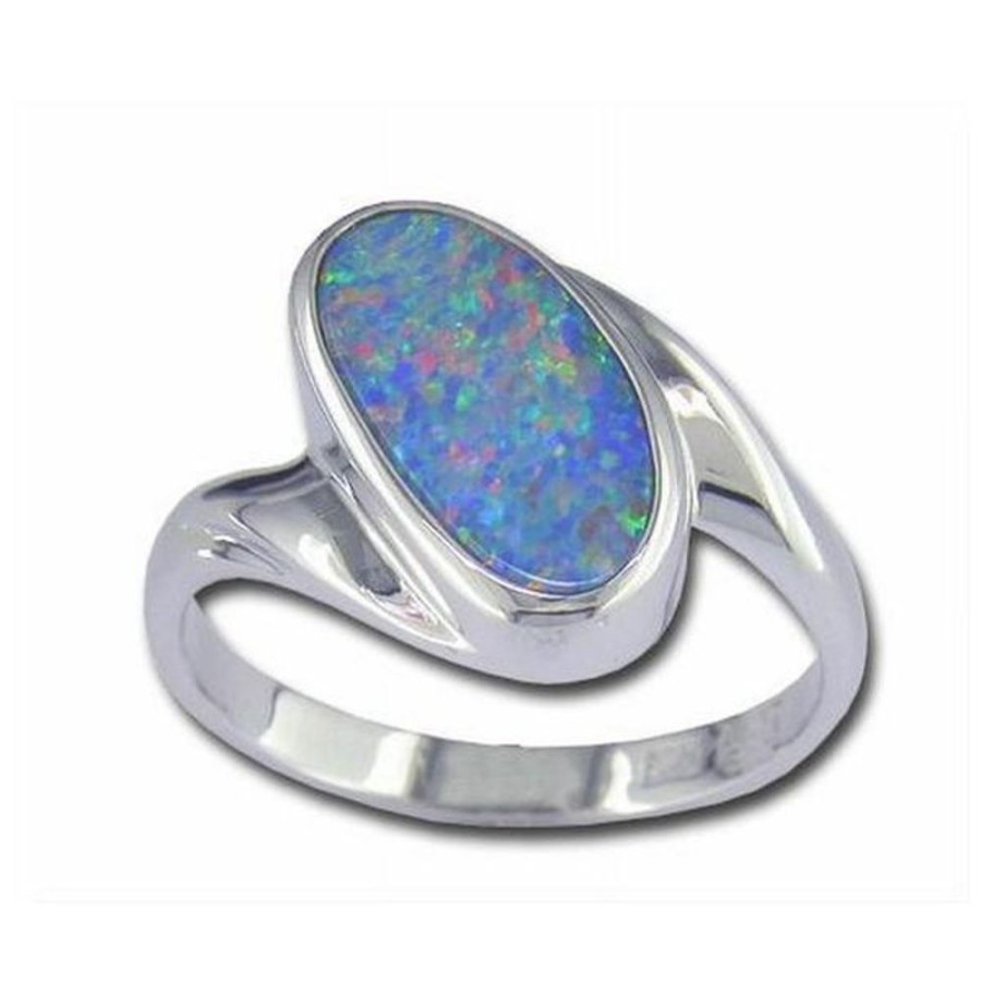 Colored Stone Jewelry Parle | White Gold Opal Doublet Ring