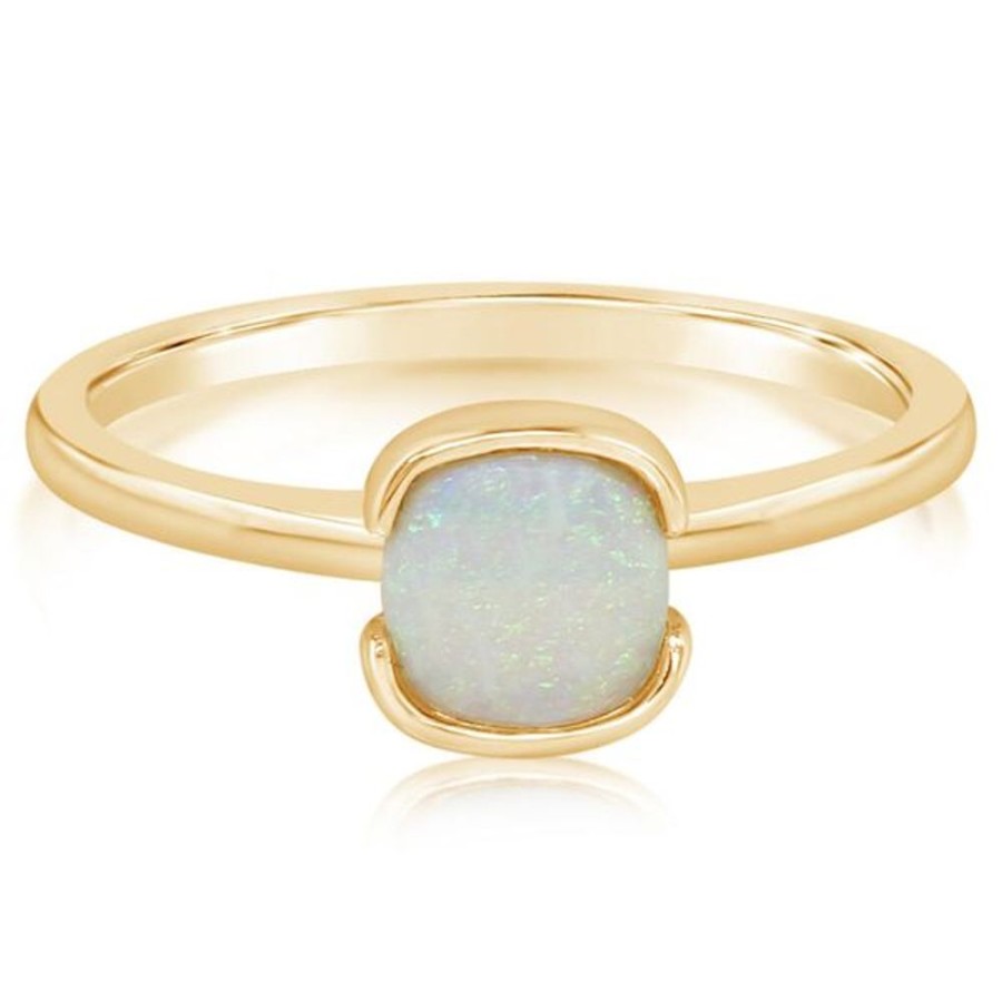 Colored Stone Jewelry Parle | Yellow Gold Calibrated Light Opal Ring