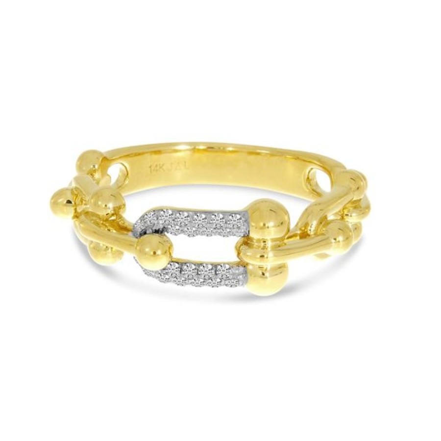 Colored Stone Jewelry Color Merchants | 14K Yellow Gold Diamond U-Link Ring