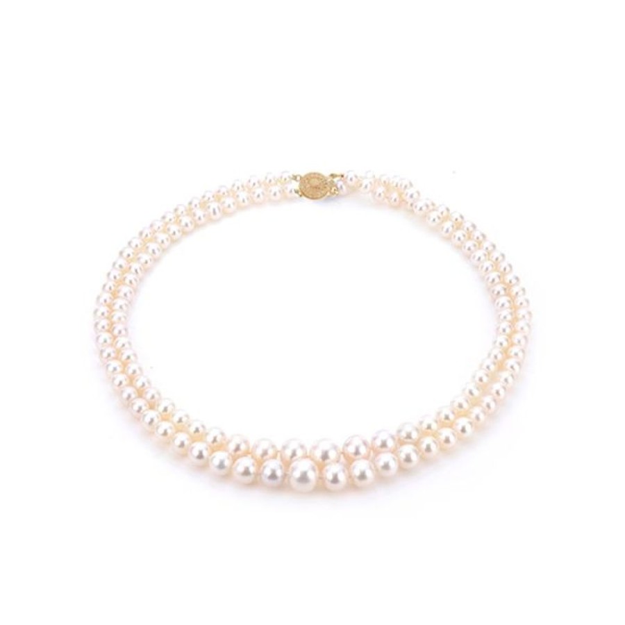 Pearl Jewelry Imperial Pearls | Double Strand Graduated Freshwater Pearl Necklace In 14K Gold