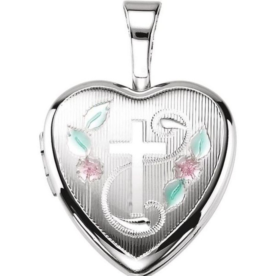 More Jewelry Stuller | Enamel Roses & Cross Heart Locket