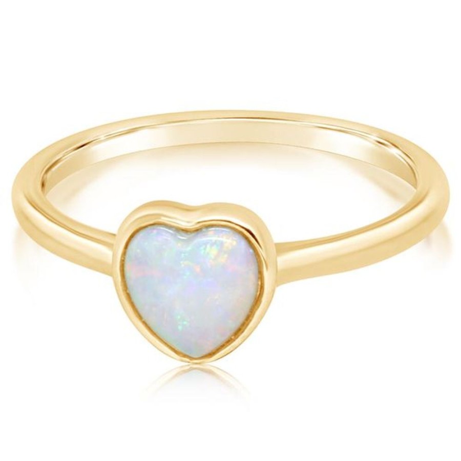 Colored Stone Jewelry Parle | Yellow Gold Calibrated Light Opal Ring