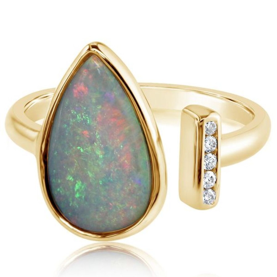 Colored Stone Jewelry Parle | Yellow Gold Natural Light Opal Ring