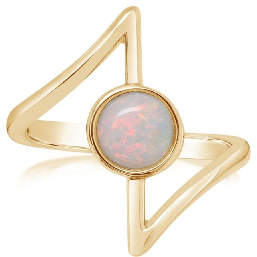 Colored Stone Jewelry Parle | Yellow Gold Calibrated Light Opal Ring