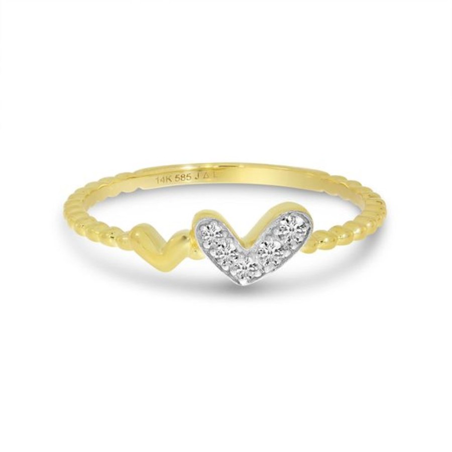 Colored Stone Jewelry Color Merchants | 14K Yellow Gold Diamond Double Heart Ring