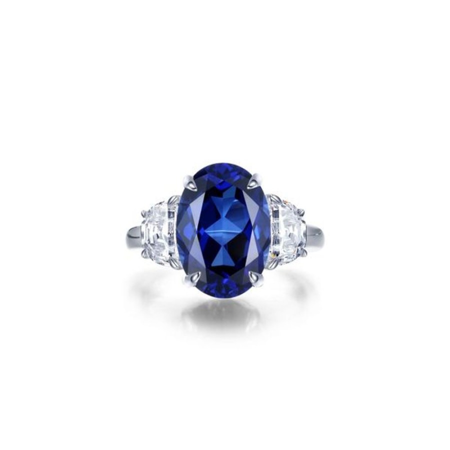 Silver Jewelry Lafonn | 7 Ctw Fancy Lab-Grown Sapphire Three-Stone Ring