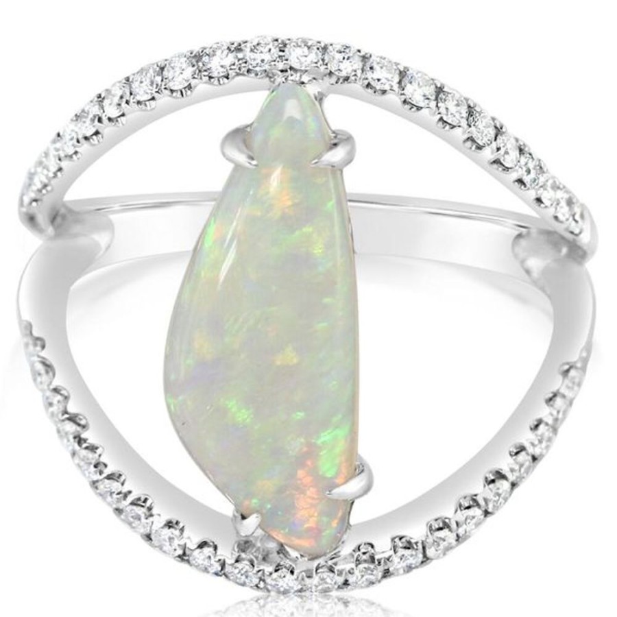 Colored Stone Jewelry Parle | White Gold Natural Light Opal Ring