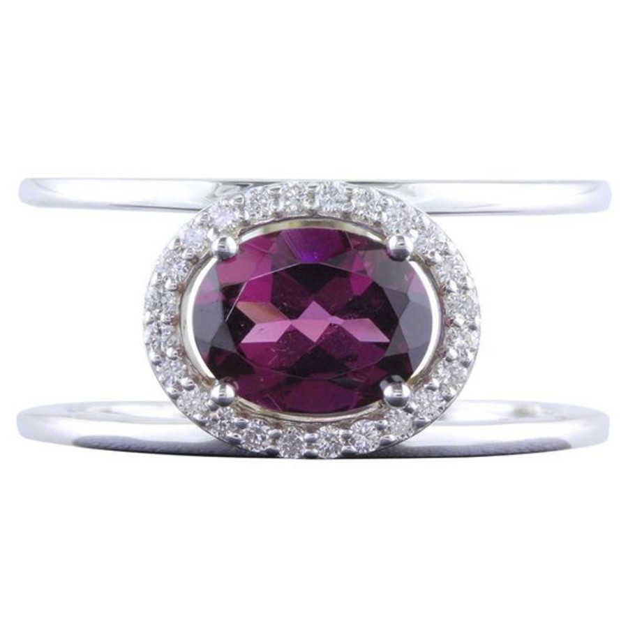 Colored Stone Jewelry Parle | White Gold Rhodolite Garnet Ring