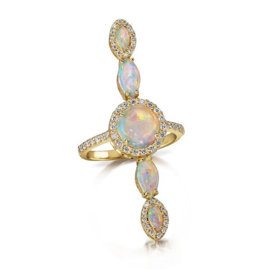 Colored Stone Jewelry Parle | Yellow Gold Calibrated Light Opal Ring