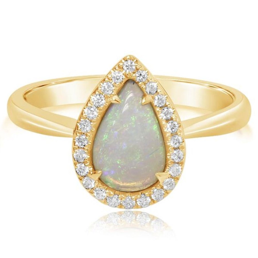 Colored Stone Jewelry Parle | Yellow Gold Calibrated Light Opal Ring