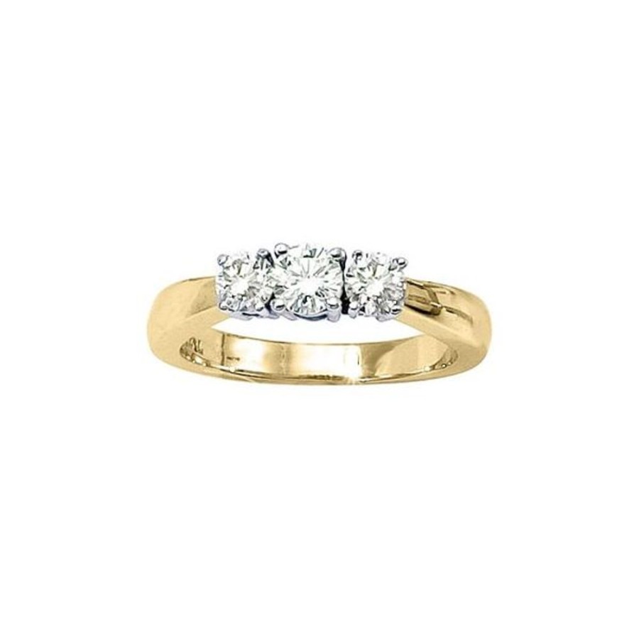 Colored Stone Jewelry Color Merchants | 14K Yellow Gold Three Stone .75 Ct Round Diamond Ring