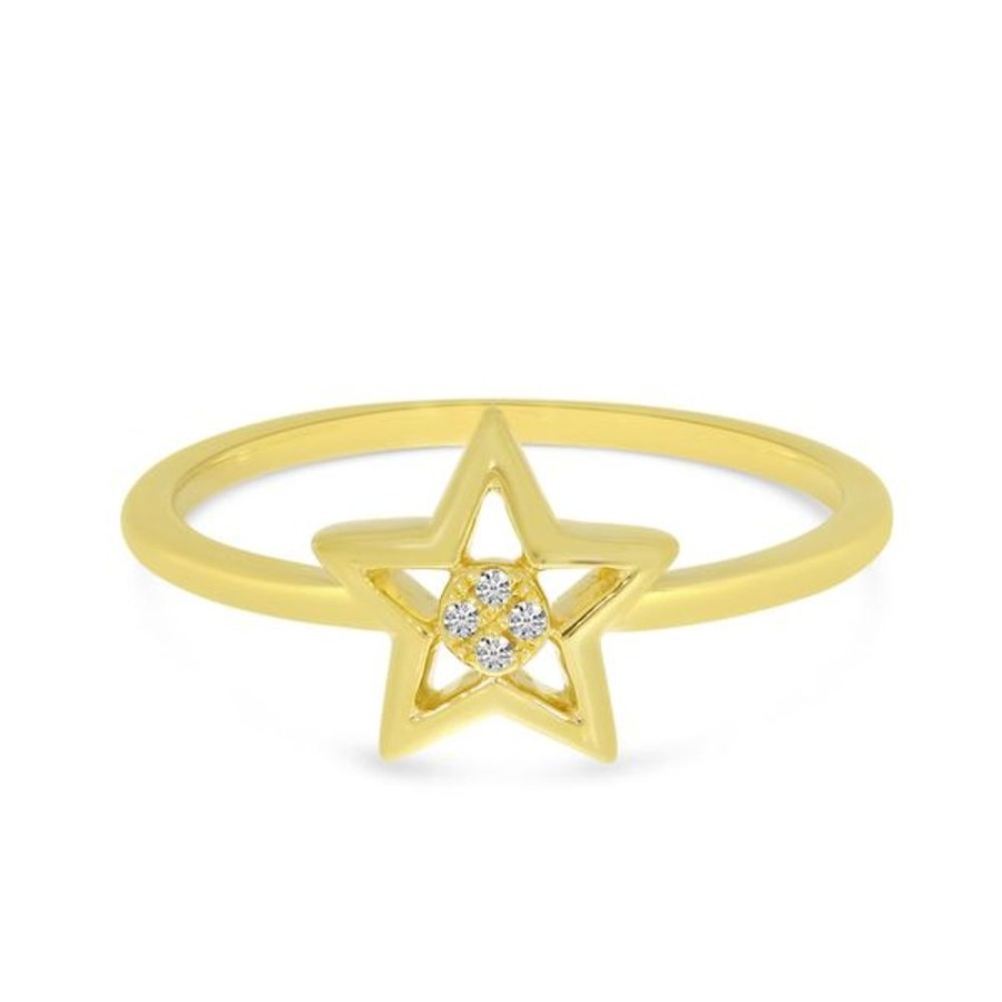 Colored Stone Jewelry Color Merchants | 14K Yellow Gold Small Diamond Star Ring