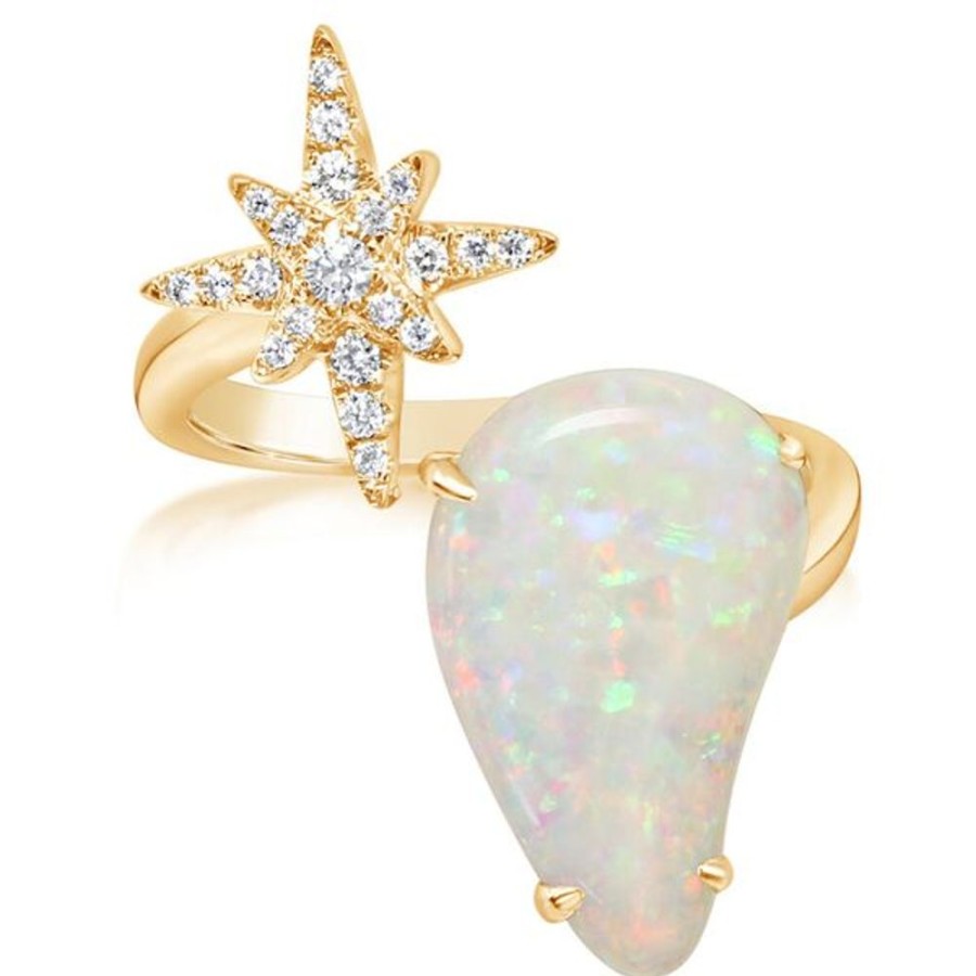 Colored Stone Jewelry Parle | Yellow Gold Natural Light Opal Ring