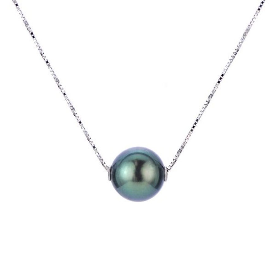 Pearl Jewelry Imperial Pearls | 14Kt White Gold Tahitian Pearl Solitaire Necklace