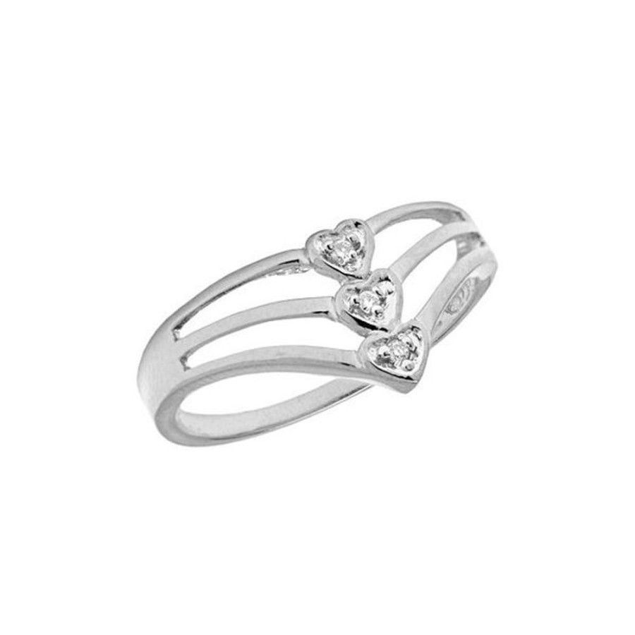 Colored Stone Jewelry Color Merchants | 14K White Gold Diamond Heart Ring