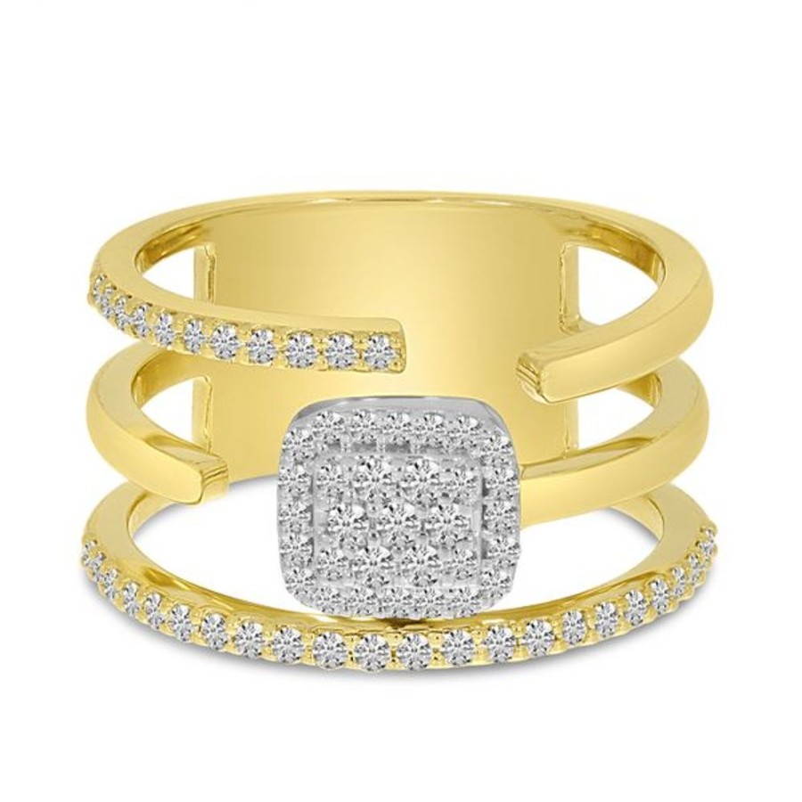 Colored Stone Jewelry Color Merchants | 14K Yellow Gold Diamond Triple Wide Band