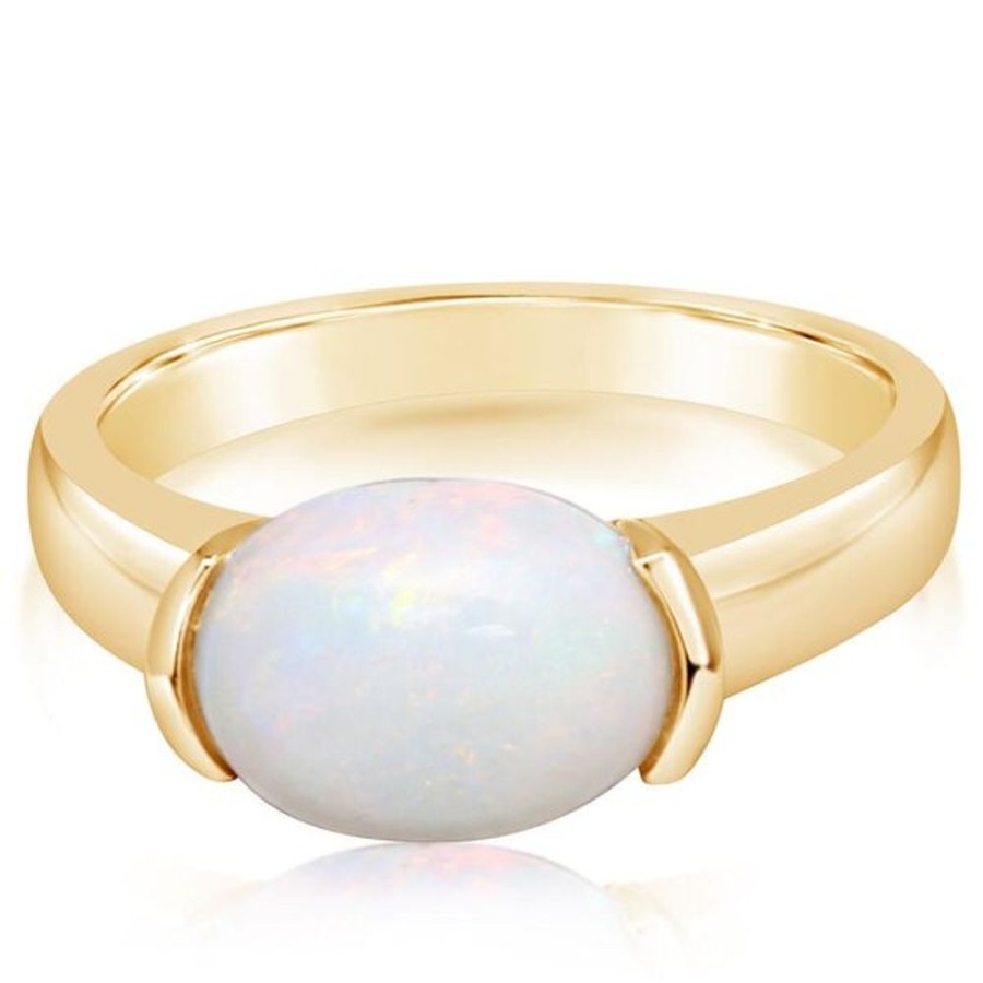 Colored Stone Jewelry Parle | Yellow Gold Natural Light Opal Ring