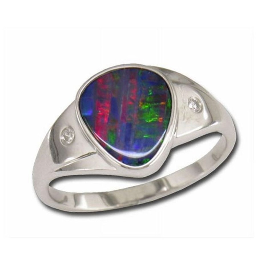 Colored Stone Jewelry Parle | White Gold Opal Doublet Ring