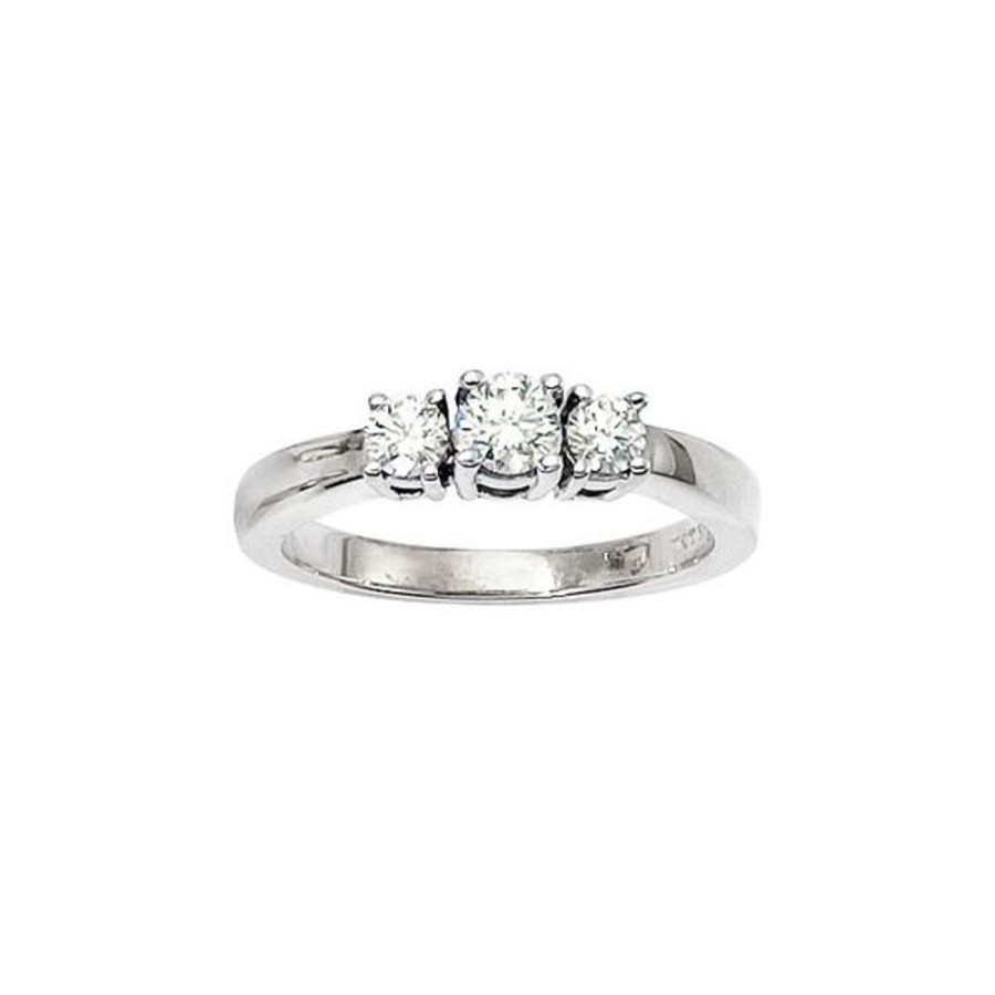 Colored Stone Jewelry Color Merchants | 14K White Gold Three Stone .50 Ct Round Diamond Ring