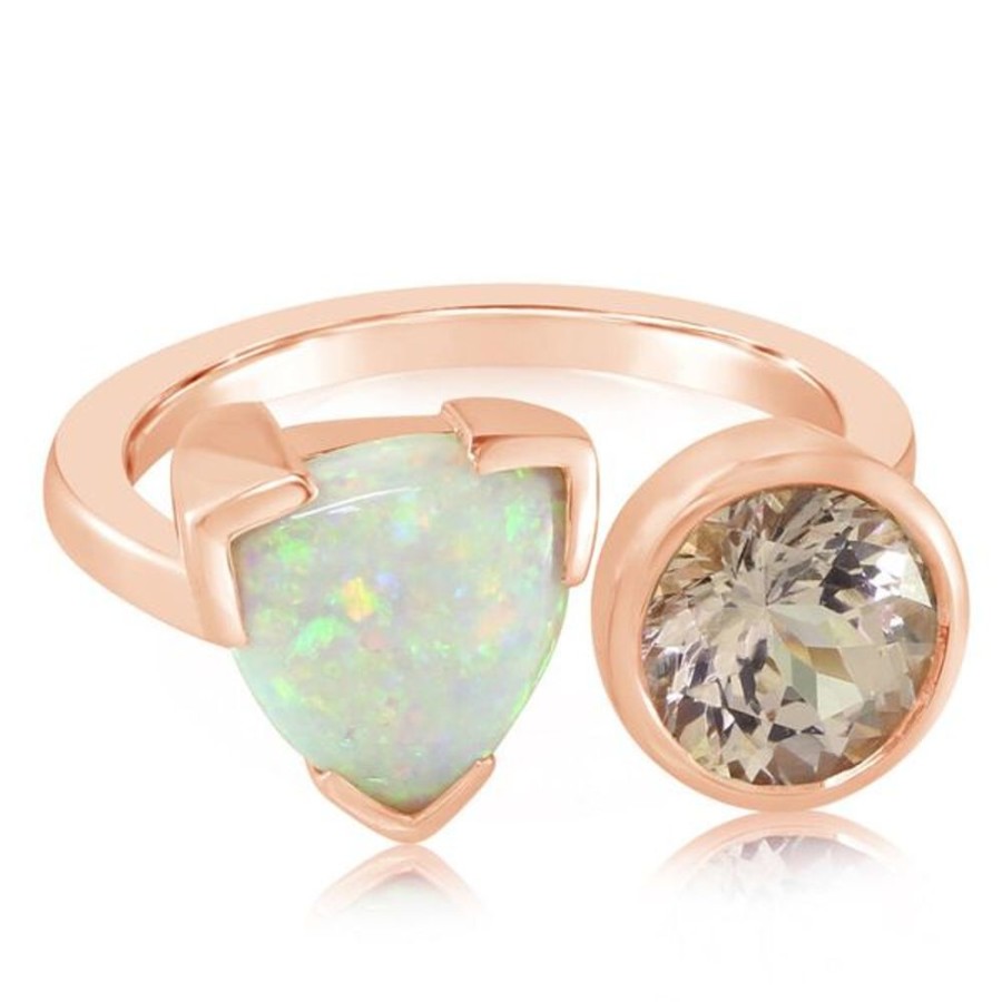 Colored Stone Jewelry Parle | Rose Gold Calibrated Light Opal Ring