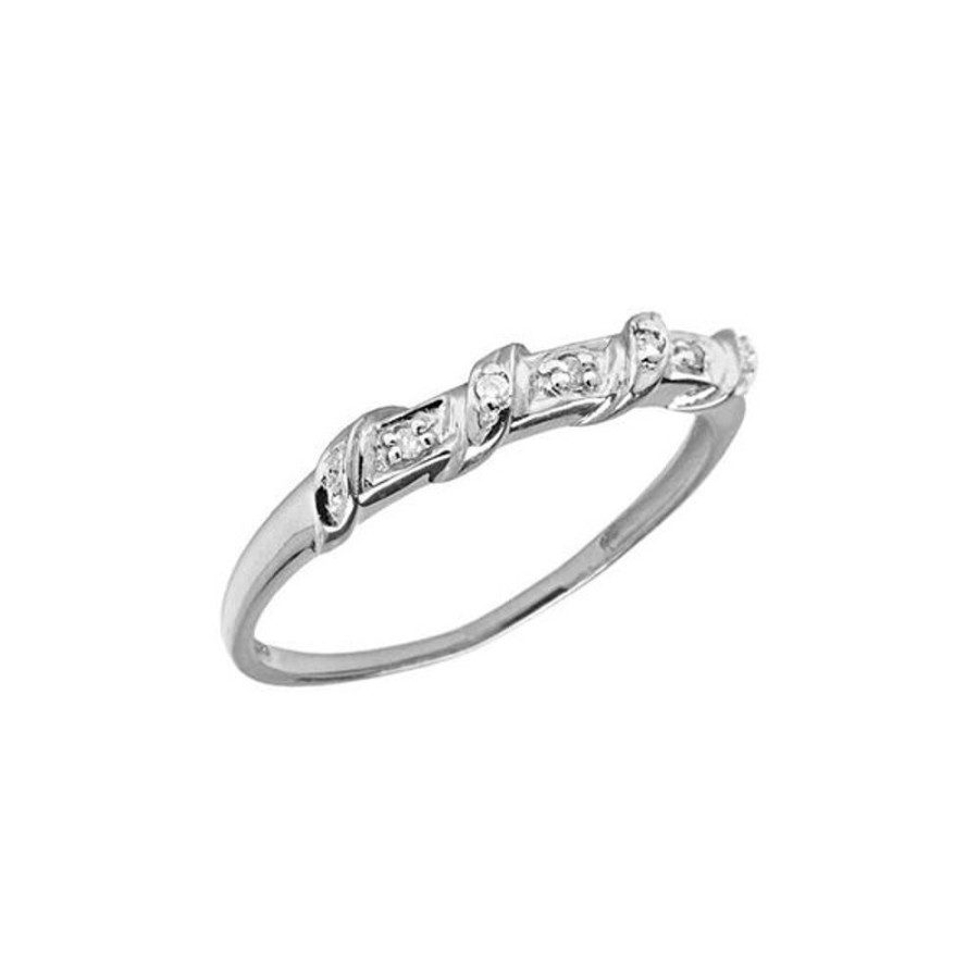 Colored Stone Jewelry Color Merchants | 14K White Gold Diamond Band Ring