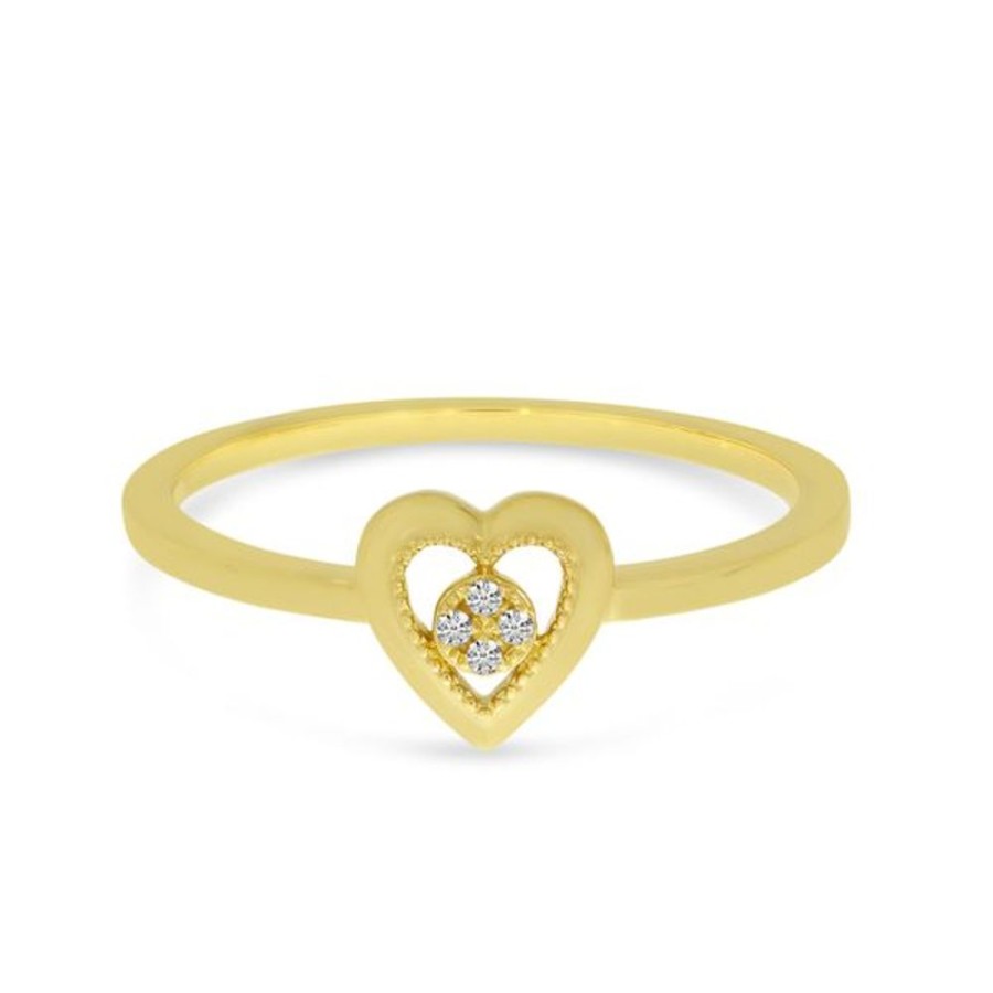 Colored Stone Jewelry Color Merchants | 14K Yellow Gold Small Diamond Heart Ring