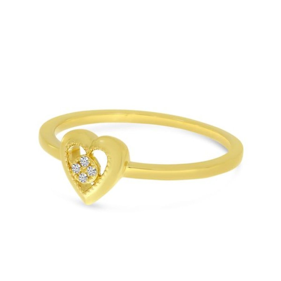 Colored Stone Jewelry Color Merchants | 14K Yellow Gold Small Diamond Heart Ring