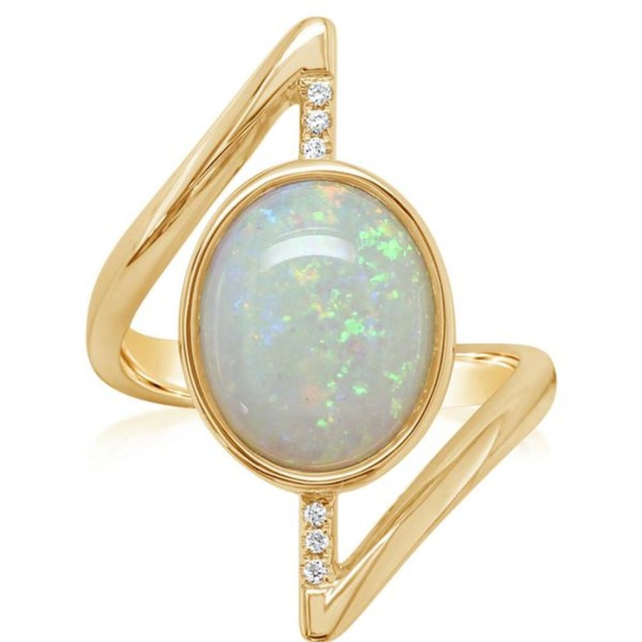 Colored Stone Jewelry Parle | Yellow Gold Calibrated Light Opal Ring