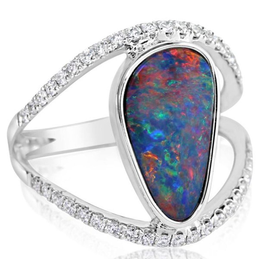 Colored Stone Jewelry Parle | White Gold Opal Doublet Ring