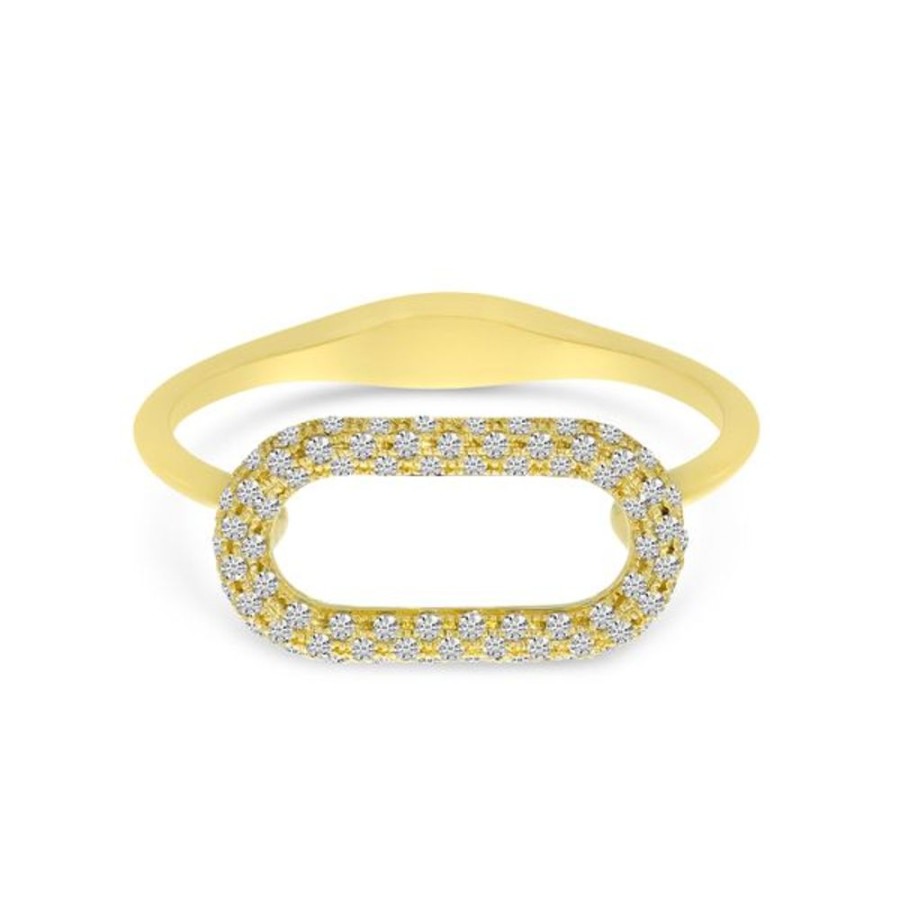 Colored Stone Jewelry Color Merchants | 14K Yellow Gold Open Link Diamond Textured Ring