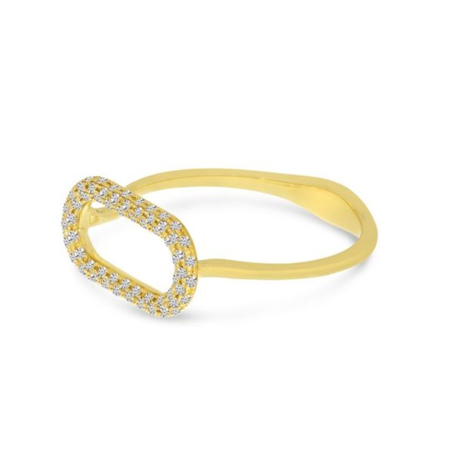 Colored Stone Jewelry Color Merchants | 14K Yellow Gold Open Link Diamond Textured Ring