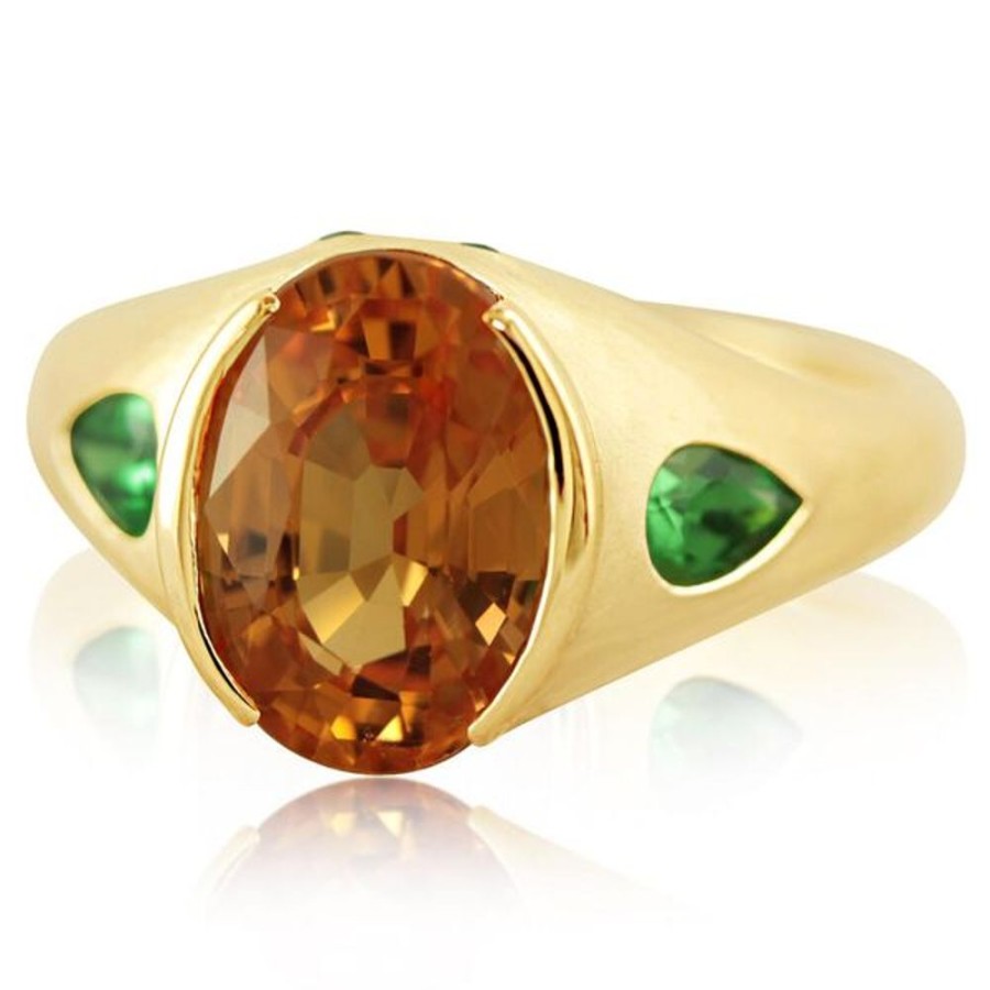 Colored Stone Jewelry Parle | Yellow Gold Mandarin Garnet Spessartite Ring