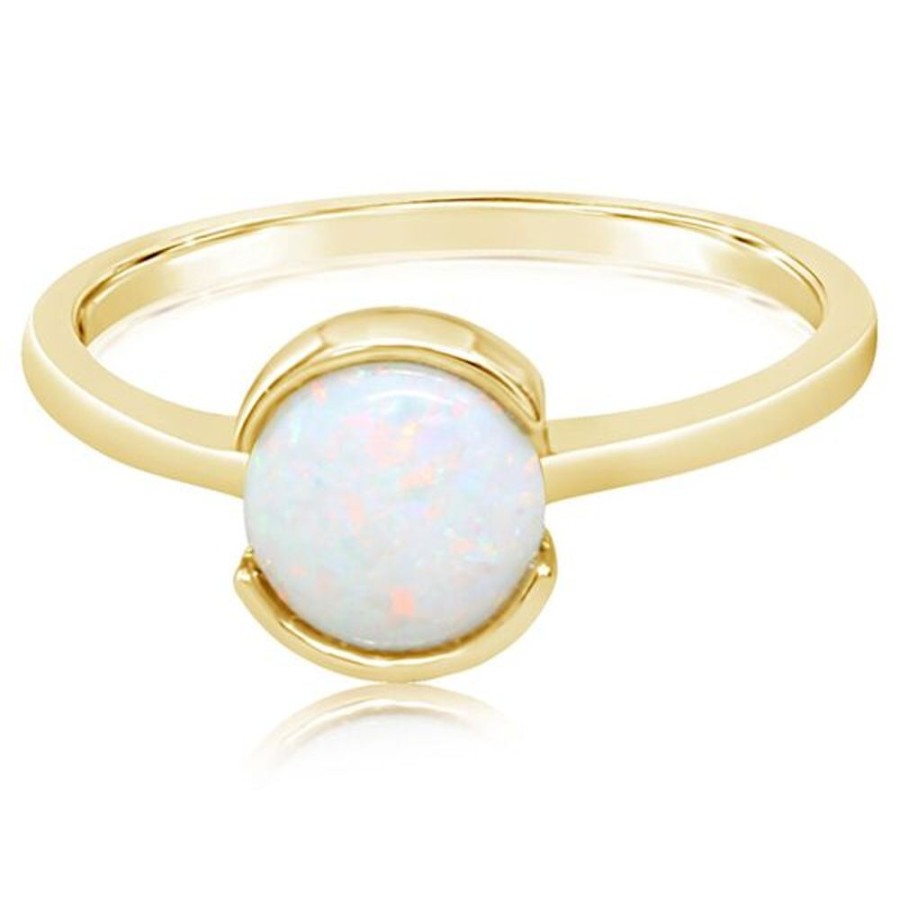 Colored Stone Jewelry Parle | Yellow Gold Calibrated Light Opal Ring