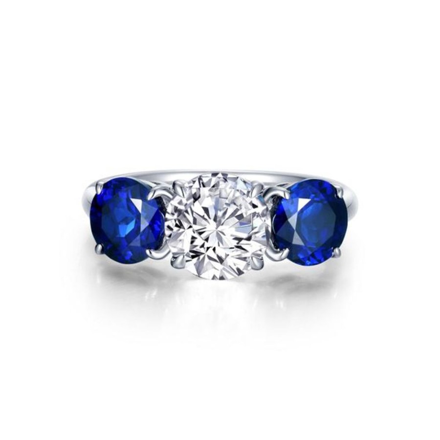 Silver Jewelry Lafonn | Fancy Lab-Grown Sapphire Three-Stone Ring