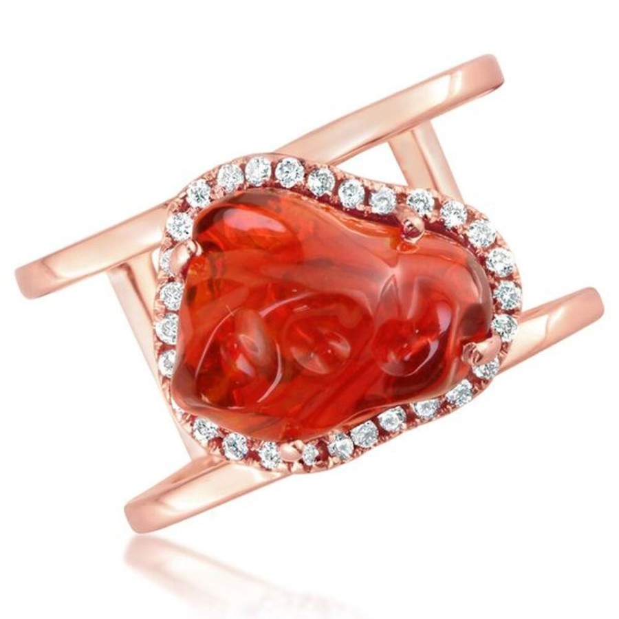 Colored Stone Jewelry Parle | Rose Gold Fire Opal Ring