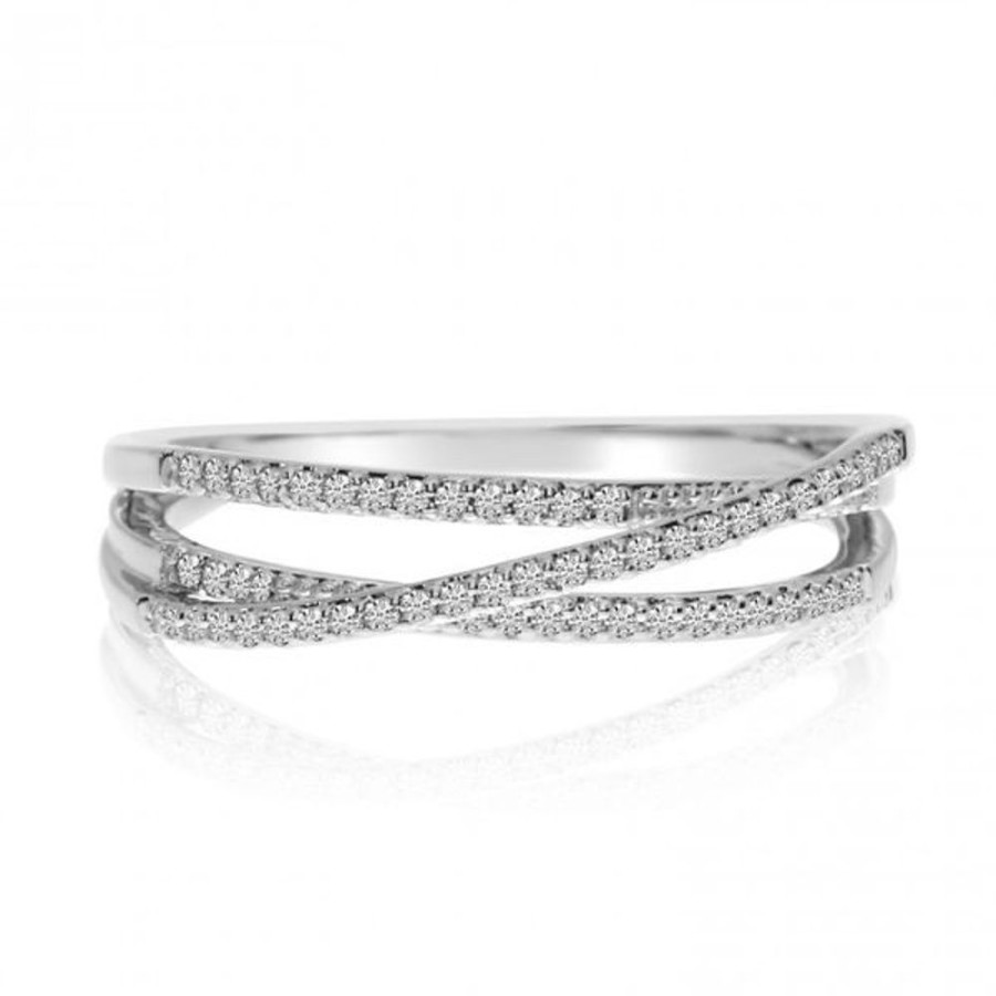 Colored Stone Jewelry Color Merchants | 14K White Gold Diamond Overpass Stackable Ring