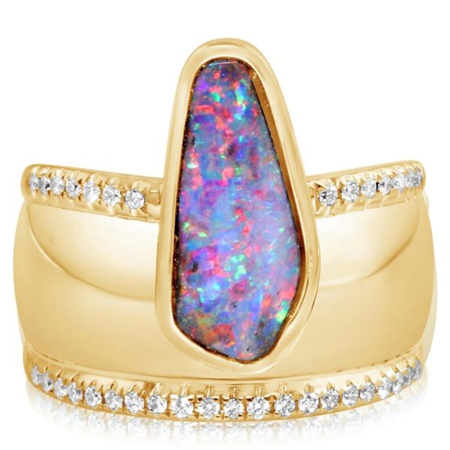 Colored Stone Jewelry Parle | Yellow Gold Boulder Opal Ring