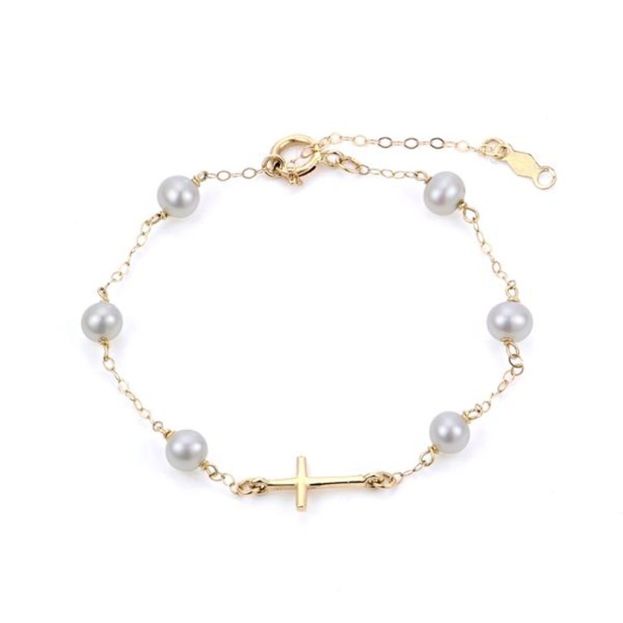 Pearl Jewelry Imperial Pearls | Children'S 14Kt Yellow Gold Freshwater Pearl Bracelet