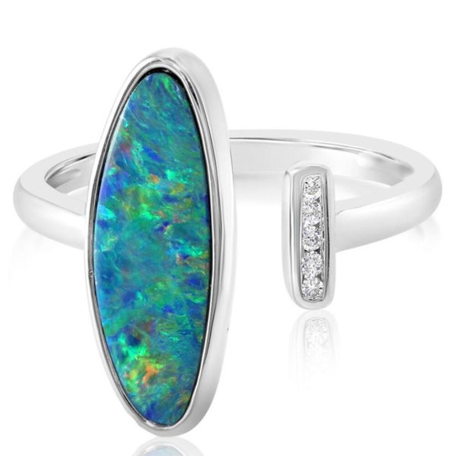 Colored Stone Jewelry Parle | White Gold Opal Doublet Ring