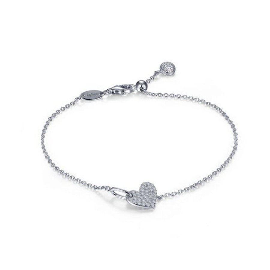 Silver Jewelry Lafonn | 0.6 Ctw Adjustable Heart Chain Bracelet