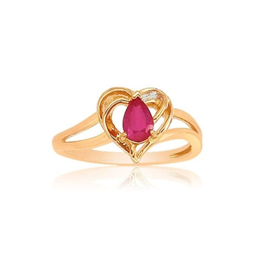 Colored Stone Jewelry Color Merchants | 14K Yellow Gold Heart Precious And Diamond Ring