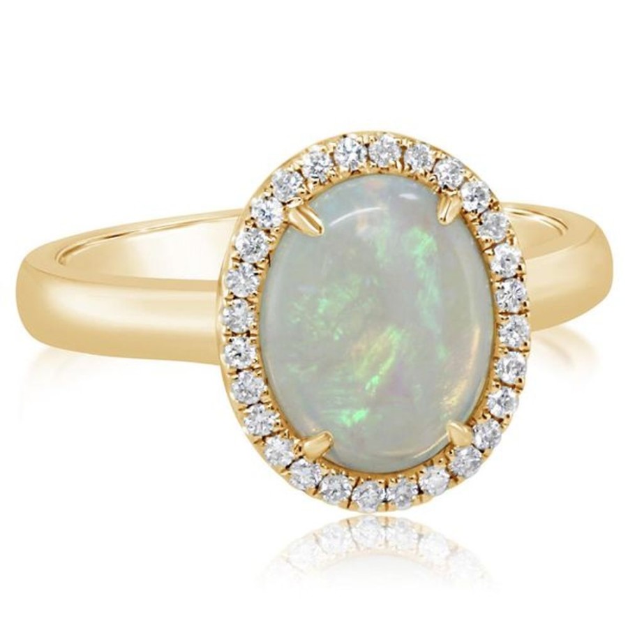 Colored Stone Jewelry Parle | Yellow Gold Calibrated Light Opal Ring