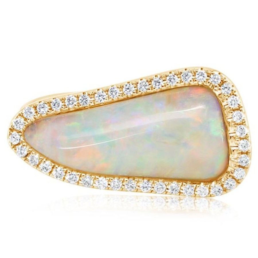 Colored Stone Jewelry Parle | Yellow Gold Natural Light Opal Ring