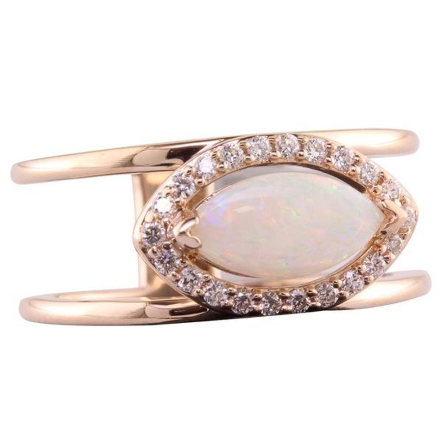 Colored Stone Jewelry Parle | Rose Gold Calibrated Light Opal Ring