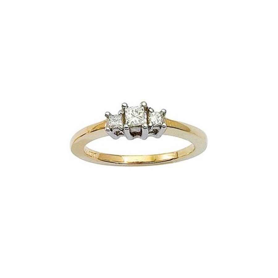 Colored Stone Jewelry Color Merchants | 14K Yellow Gold Three Stone .25 Ct Princess Diamond Ring